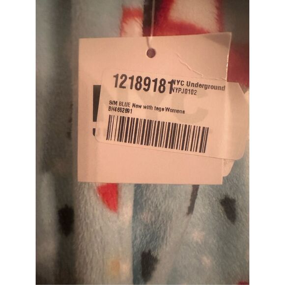 woman’s s/m fleece pajamas Christmas HOLIDAY ONE-PIECE HOODED teal - Picture 8 of 9